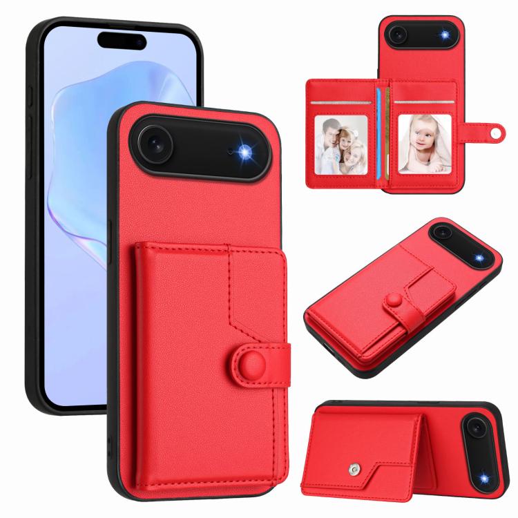 Ốp lưng điện thoại chống trộm RFID dạng túi đựng thẻ có nút bấm, dành cho iPhone 17 Pro Max, iPhone 17 Pro, iPhone 17, iPhone Air, iPhone 16 Pro Max, iPhone 16 Pro, iPhone 16 Plus, iPhone 16