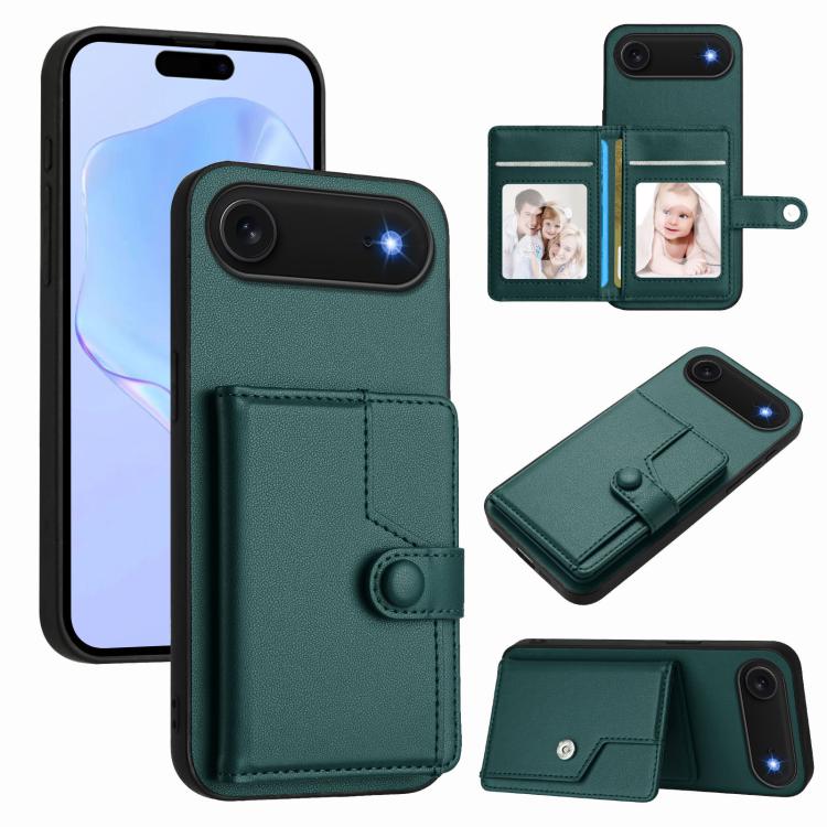 Ốp lưng điện thoại chống trộm RFID dạng túi đựng thẻ có nút bấm, dành cho iPhone 17 Pro Max, iPhone 17 Pro, iPhone 17, iPhone Air, iPhone 16 Pro Max, iPhone 16 Pro, iPhone 16 Plus, iPhone 16
