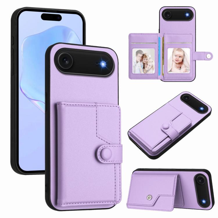 Ốp lưng điện thoại chống trộm RFID dạng túi đựng thẻ có nút bấm, dành cho iPhone 17 Pro Max, iPhone 17 Pro, iPhone 17, iPhone Air, iPhone 16 Pro Max, iPhone 16 Pro, iPhone 16 Plus, iPhone 16