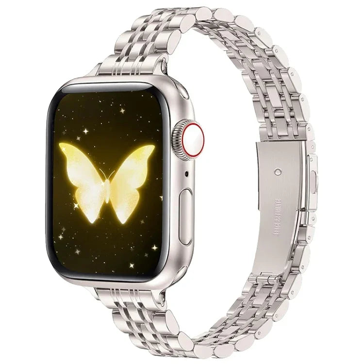 Dây đồng hồ kim loại khóa đạn bảy hạt mảnh, dành cho Apple Watch 46mm / 49mm / 45mm / 44mm, dành cho Apple Watch 42mm / 41mm / 40mm / 38mm