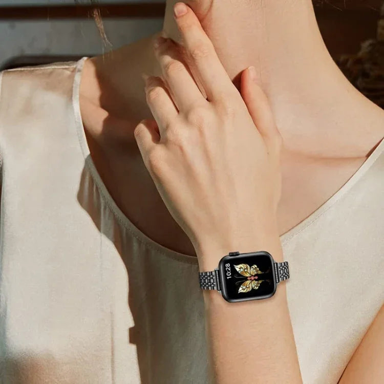 Dây đồng hồ kim loại khóa đạn bảy hạt mảnh, dành cho Apple Watch 46mm / 49mm / 45mm / 44mm, dành cho Apple Watch 42mm / 41mm / 40mm / 38mm
