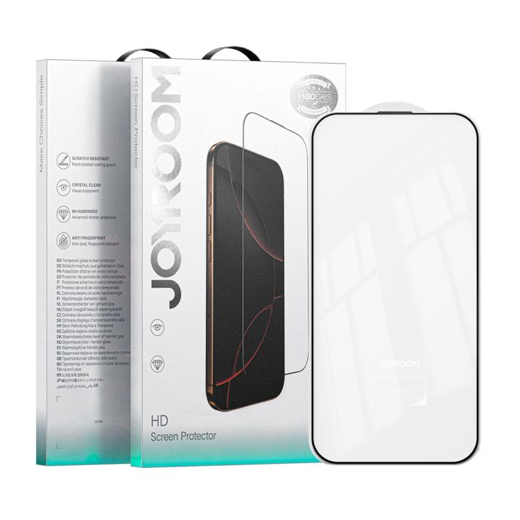 Miếng dán kính cường lực HD toàn màn hình 2.5D dòng Knight của JOYROOM, dành cho iPhone 17 Pro Max, iPhone 17 Pro, iPhone 17, iPhone Air, iPhone 15 Pro Max, iPhone 15 Pro