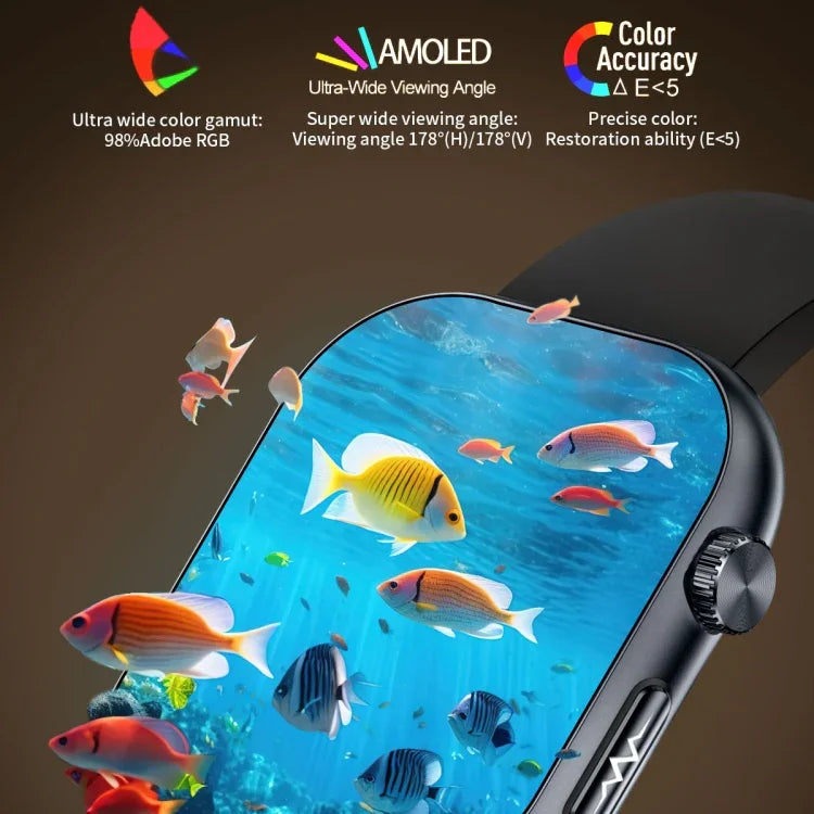 Đồng hồ thông minh màn hình AMOLED 1.95 inch ET587, Theo dõi điện tâm đồ ECG / Đường huyết