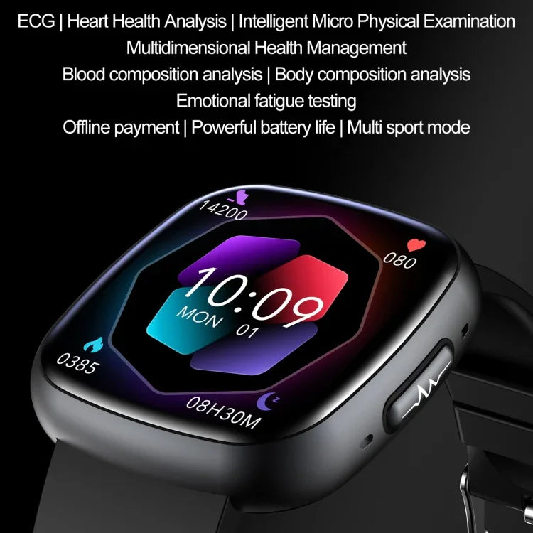 Đồng hồ thông minh màn hình vuông IPS 1.75 inch ET593, Theo dõi điện tâm đồ ECG / Đường huyết