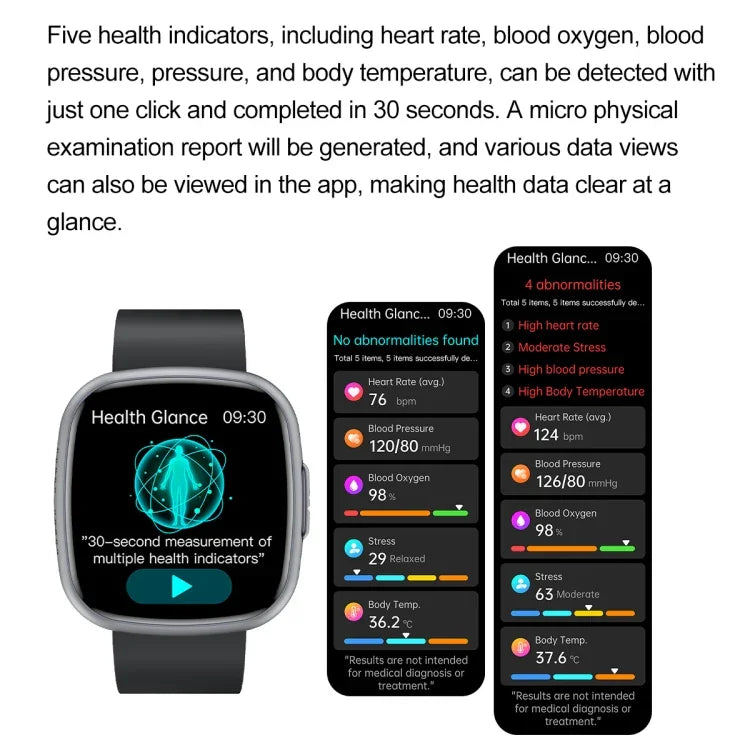 Đồng hồ thông minh màn hình vuông IPS 1.75 inch ET593, Theo dõi điện tâm đồ ECG / Đường huyết