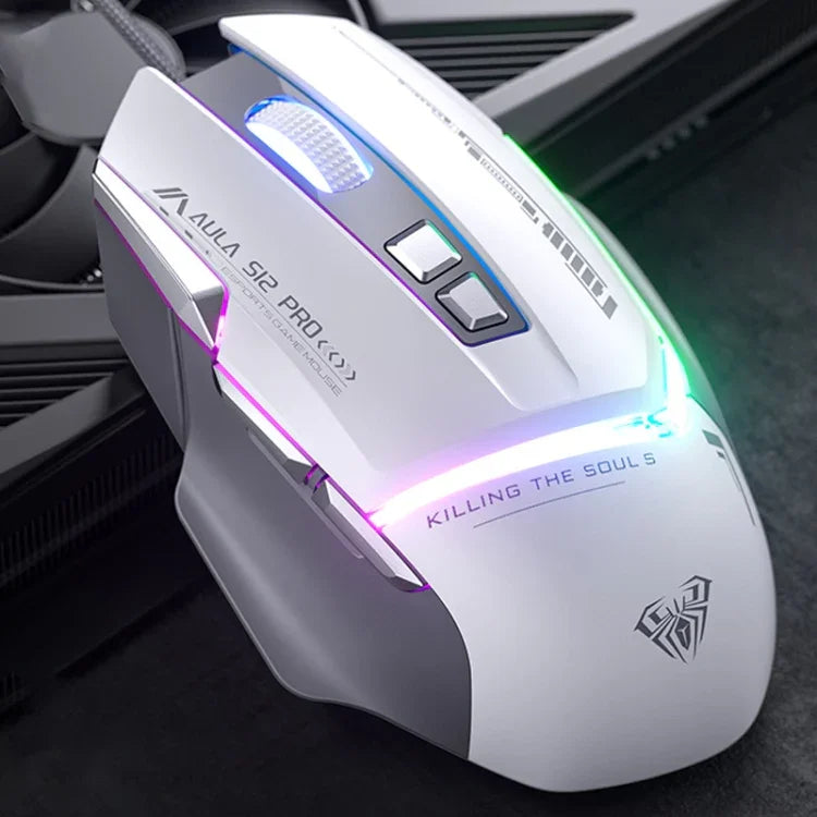 AULA S12 Pro 12800DPI Wired RGB Gaming Mouse