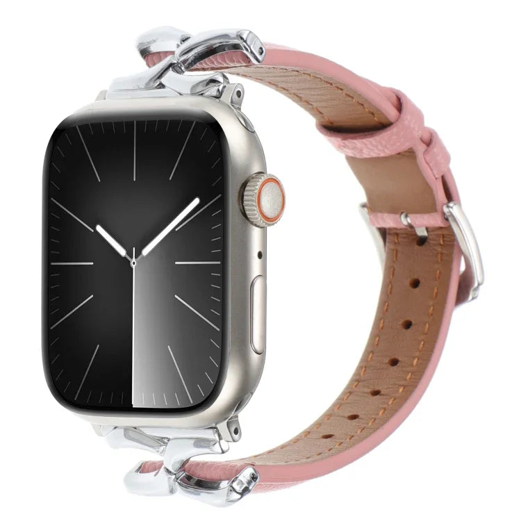Dây đồng hồ da thật họa tiết chấm, khóa chữ X, dành cho Apple Watch 46mm / 49mm / 45mm / 44mm, dành cho Apple Watch 42mm / 41mm / 40mm / 38mm