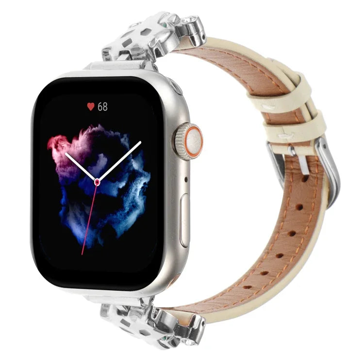 Dây đồng hồ da thật đầu báo đốm, dành cho Apple Watch 46mm / 49mm / 45mm / 44mm, dành cho Apple Watch 42mm / 41mm / 40mm / 38mm