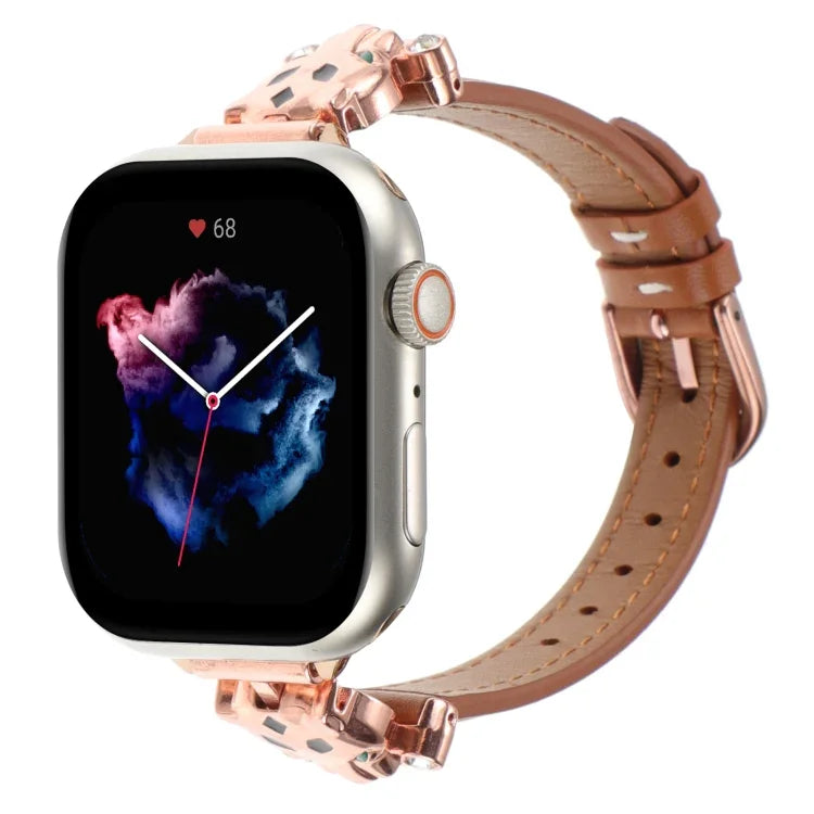 Dây đồng hồ da thật đầu báo đốm, dành cho Apple Watch 46mm / 49mm / 45mm / 44mm, dành cho Apple Watch 42mm / 41mm / 40mm / 38mm