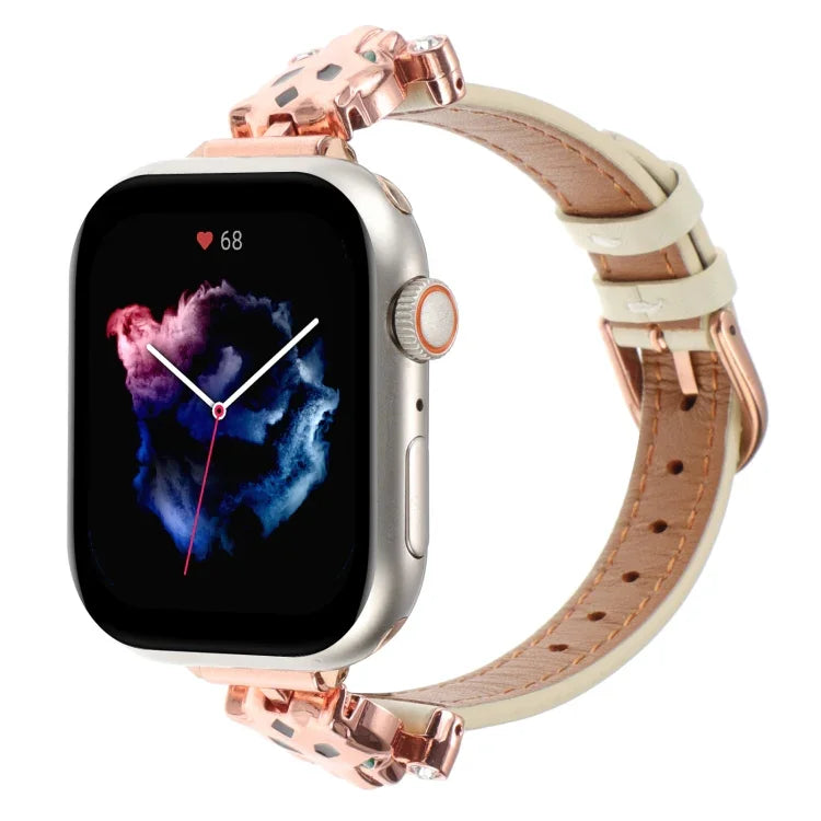 Dây đồng hồ da thật đầu báo đốm, dành cho Apple Watch 46mm / 49mm / 45mm / 44mm, dành cho Apple Watch 42mm / 41mm / 40mm / 38mm