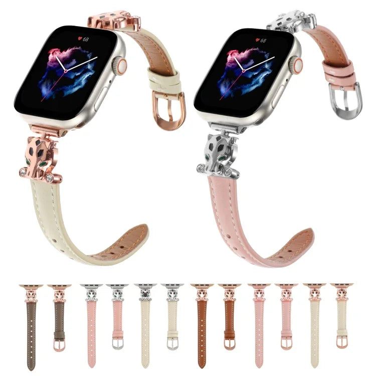 Dây đồng hồ da thật đầu báo đốm, dành cho Apple Watch 46mm / 49mm / 45mm / 44mm, dành cho Apple Watch 42mm / 41mm / 40mm / 38mm