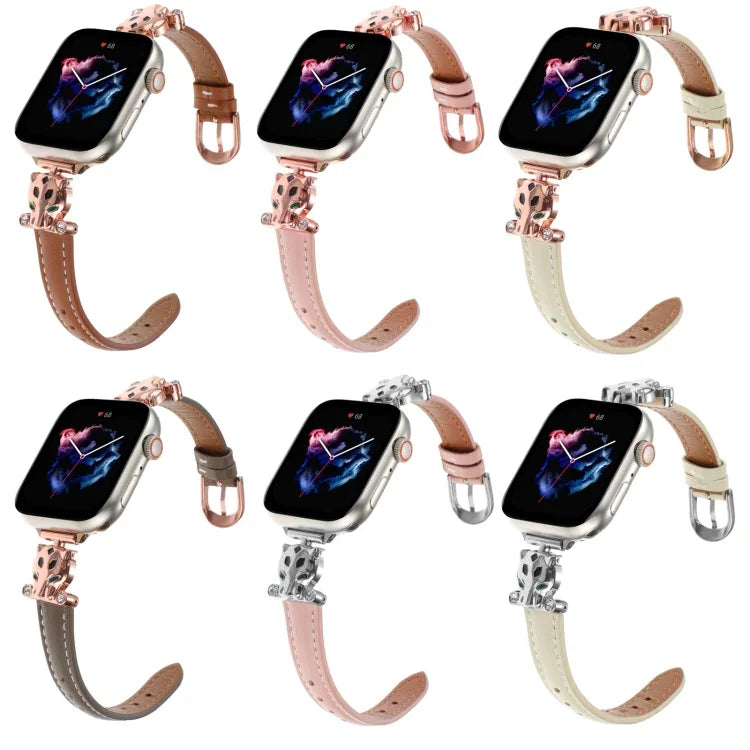 Dây đồng hồ da thật đầu báo đốm, dành cho Apple Watch 46mm / 49mm / 45mm / 44mm, dành cho Apple Watch 42mm / 41mm / 40mm / 38mm