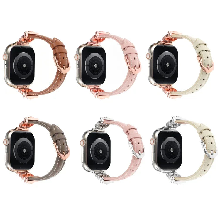 Dây đồng hồ da thật đầu báo đốm, dành cho Apple Watch 46mm / 49mm / 45mm / 44mm, dành cho Apple Watch 42mm / 41mm / 40mm / 38mm