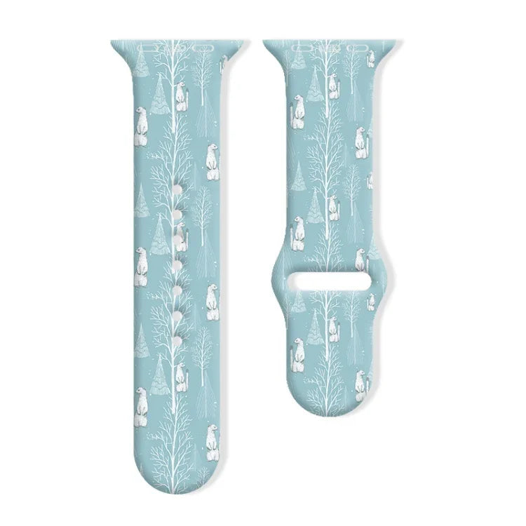Dây đồng hồ silicone khóa ngược họa tiết Giáng Sinh, dành cho Apple Watch 46mm / 49mm / 45mm / 44mm, dành cho Apple Watch 42mm / 41mm / 40mm / 38mm