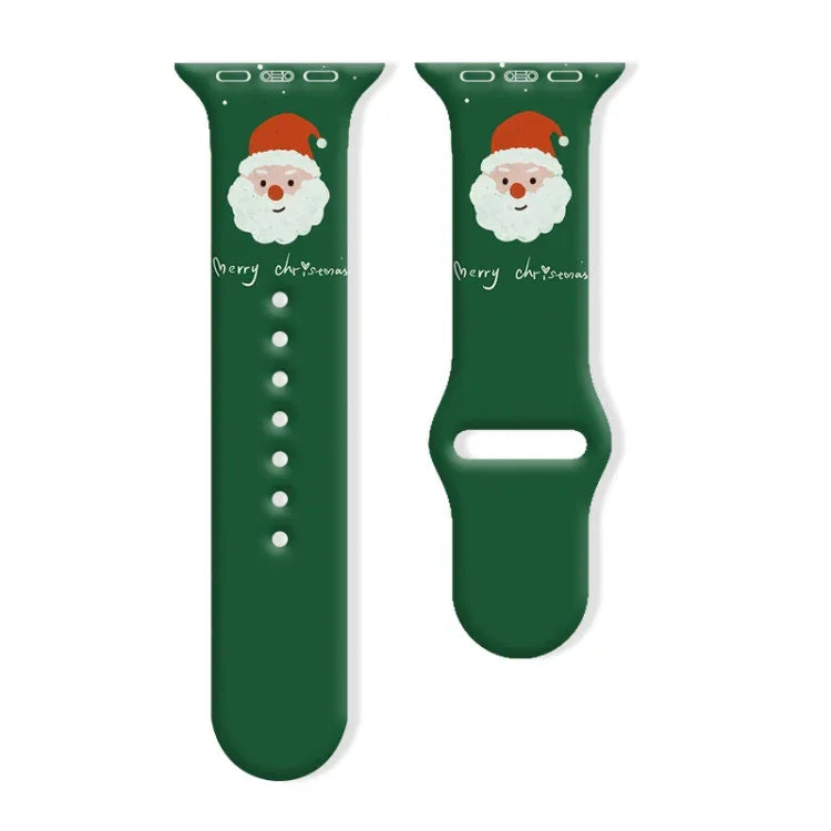 Dây đồng hồ silicone khóa ngược họa tiết Giáng Sinh, dành cho Apple Watch 46mm / 49mm / 45mm / 44mm, dành cho Apple Watch 42mm / 41mm / 40mm / 38mm