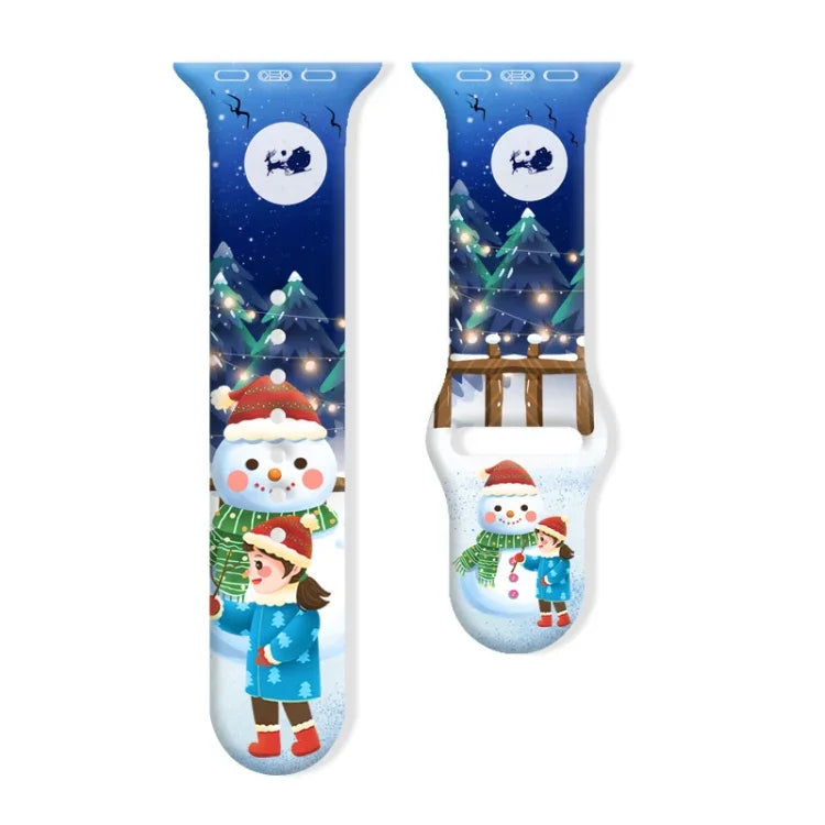 Dây đồng hồ silicone khóa ngược họa tiết Giáng Sinh, dành cho Apple Watch 46mm / 49mm / 45mm / 44mm, dành cho Apple Watch 42mm / 41mm / 40mm / 38mm