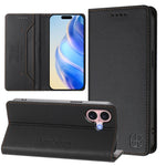 Ốp lưng điện thoại da RFID hút từ tính gập đôi RC01, dành cho iPhone 16 Pro, iPhone 16 Plus, iPhone 16, iPhone 15 Pro Max, iPhone 15 Pro, iPhone 15 Plus