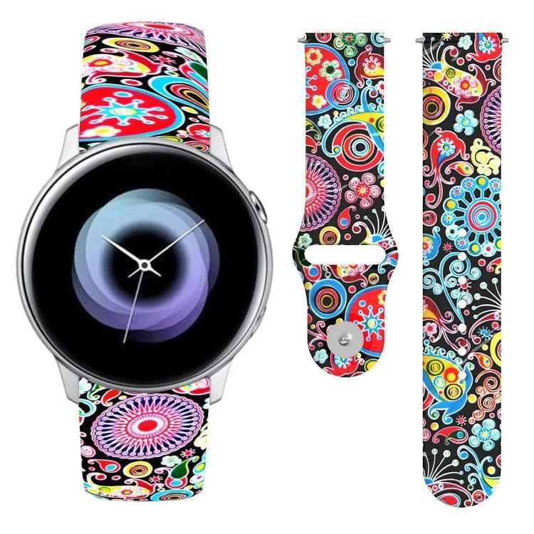Dây silicone in họa tiết khóa ngược 20mm, Dành cho Samsung Galaxy Active2