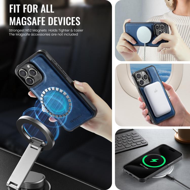 Bao da điện thoại túi thẻ gập có nam châm RFID AutSpace A13 MagSafe, dành cho iPhone 12 Pro Max, dành cho iPhone 12 Pro