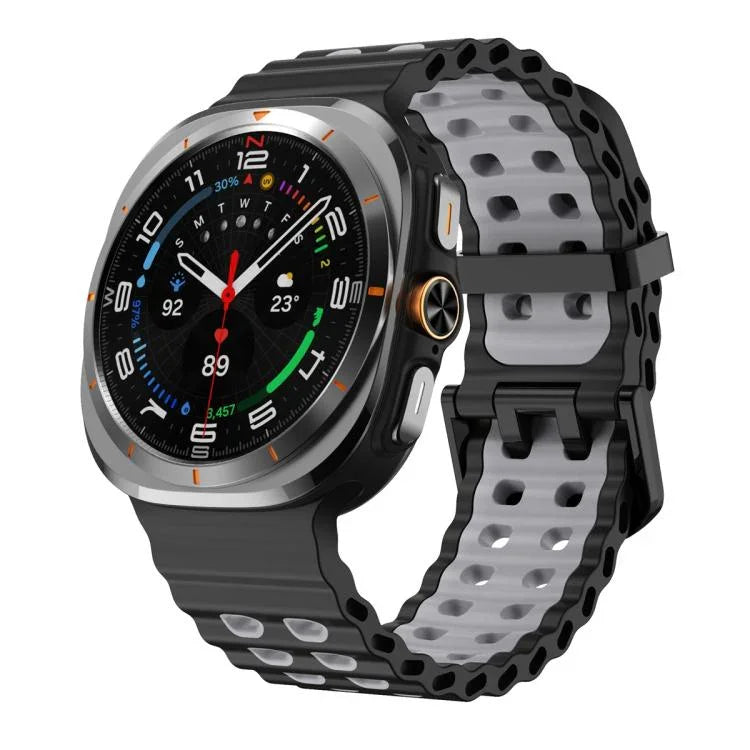 Dây đồng hồ silicone hai hàng lỗ hai màu Ocean, Dành cho Samsung Galaxy Watch Ultra 47mm / Ultra 2025