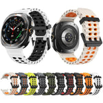Dây đồng hồ silicone hai hàng lỗ hai màu Ocean, Dành cho Samsung Galaxy Watch Ultra 47mm / Ultra 2025