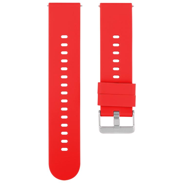 Solid Color Steel Buckle Silicone Watch Band, 22mm