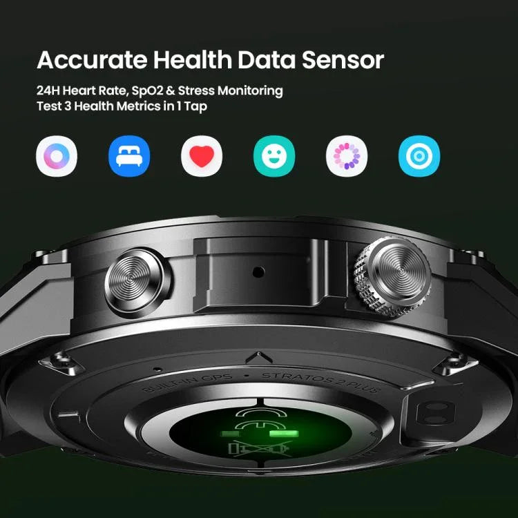 Đồng hồ thông minh sức khỏe và thể dục GPS Zeblaze Stratos 2 Plus màn hình 1.43 inch 3 ATM, Stratos 2 Plus