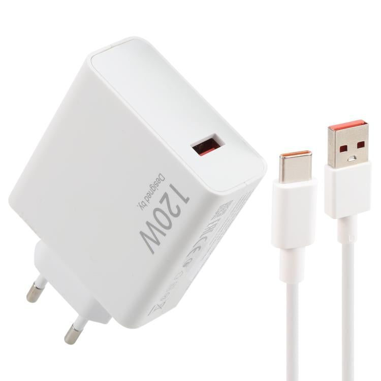 Sạc nhanh USB 120W kèm cáp USB dài 1m sang Type-C, 120W