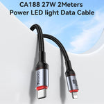 Yesido CA184 cáp dữ liệu sạc 3A PD27W USB-C / Type-C sang 8 Pin, chiều dài: 2m, CA184