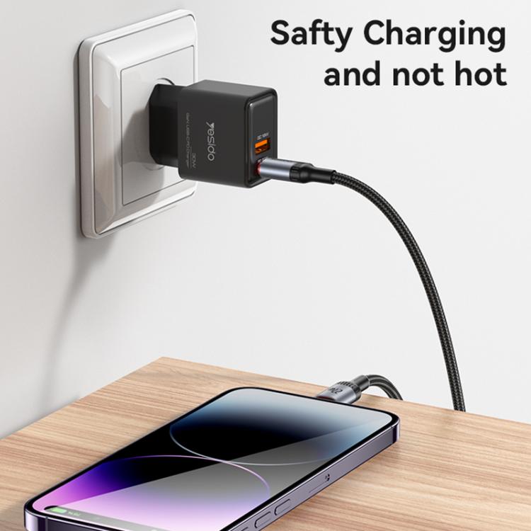 Yesido CA184 cáp dữ liệu sạc 3A PD27W USB-C / Type-C sang 8 Pin, chiều dài: 2m, CA184