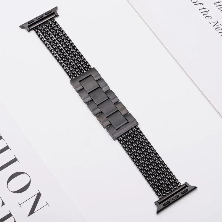 Dây đồng hồ thép không gỉ 6 mắt xích, dành cho Apple Watch 46mm / 49mm / 45mm / 44mm, dành cho Apple Watch 42mm / 41mm / 40mm / 38mm