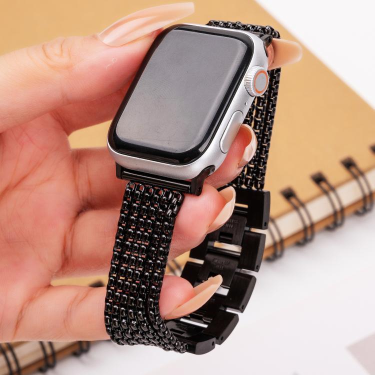 Dây đồng hồ thép không gỉ 6 mắt xích, dành cho Apple Watch 46mm / 49mm / 45mm / 44mm, dành cho Apple Watch 42mm / 41mm / 40mm / 38mm