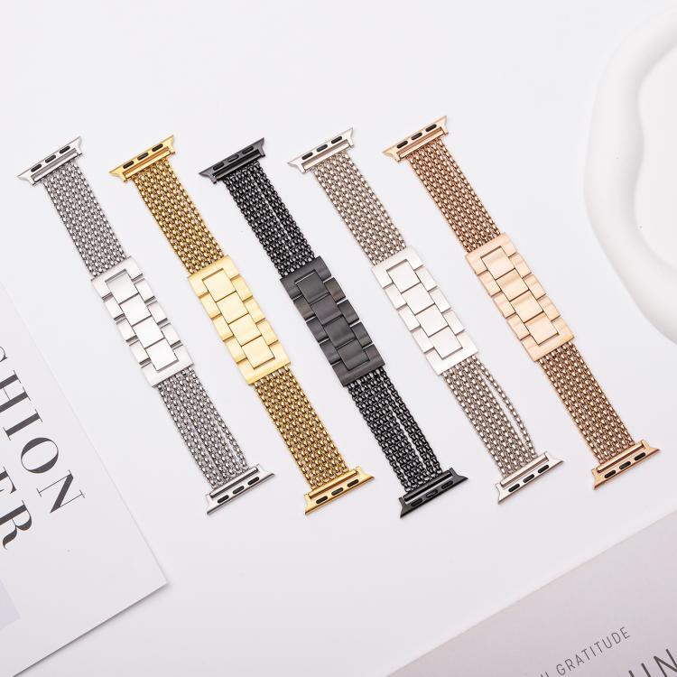 Dây đồng hồ thép không gỉ 6 mắt xích, dành cho Apple Watch 46mm / 49mm / 45mm / 44mm, dành cho Apple Watch 42mm / 41mm / 40mm / 38mm