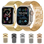 Dây đồng hồ thép không gỉ 6 mắt xích, dành cho Apple Watch 46mm / 49mm / 45mm / 44mm, dành cho Apple Watch 42mm / 41mm / 40mm / 38mm