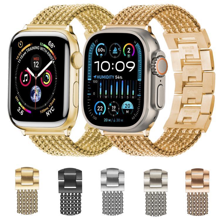 Dây đồng hồ thép không gỉ 6 mắt xích, dành cho Apple Watch 46mm / 49mm / 45mm / 44mm, dành cho Apple Watch 42mm / 41mm / 40mm / 38mm