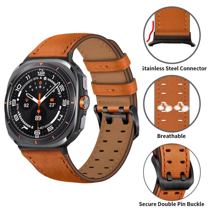 Dây đồng hồ da thật khóa đôi, Dành cho Samsung Galaxy Watch Ultra / Ultra 2025, Dành cho Samsung Galaxy Watch8 / Watch8 Classic