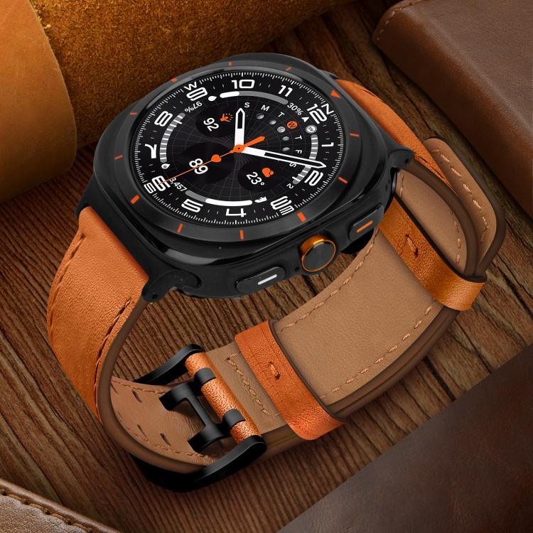 Dây đồng hồ da thật khóa đôi, Dành cho Samsung Galaxy Watch Ultra / Ultra 2025, Dành cho Samsung Galaxy Watch8 / Watch8 Classic