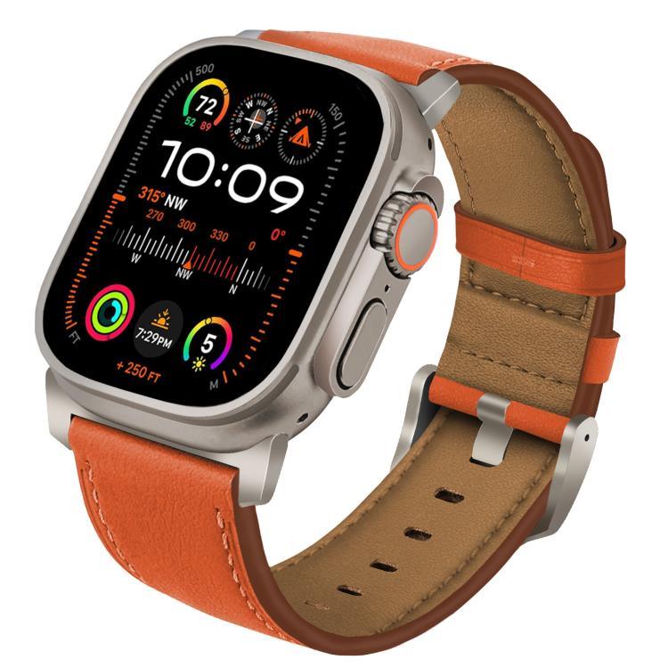 Dây đồng hồ da thật Nappa khóa titan, dành cho Apple Watch 46mm / 49mm / 45mm / 44mm