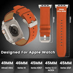 Dây đồng hồ da thật Nappa khóa titan, dành cho Apple Watch 46mm / 49mm / 45mm / 44mm