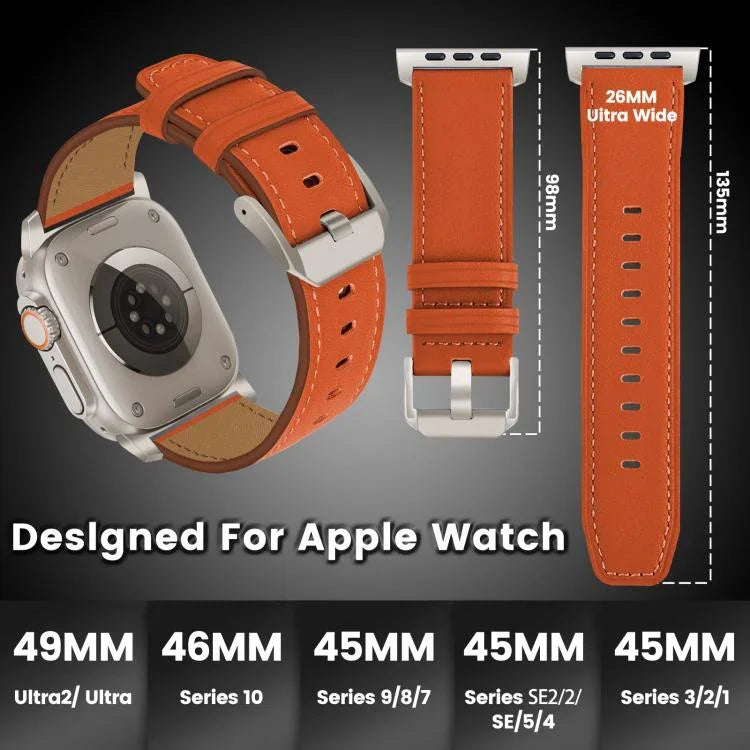 Dây đồng hồ da thật Nappa khóa titan, dành cho Apple Watch 46mm / 49mm / 45mm / 44mm