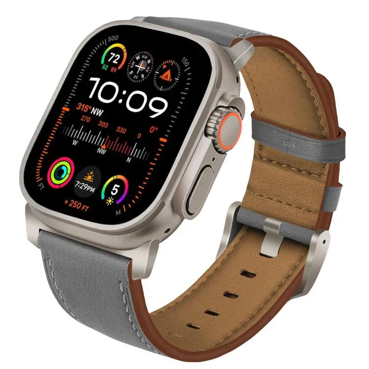 Dây đồng hồ da thật Nappa khóa titan, dành cho Apple Watch 46mm / 49mm / 45mm / 44mm