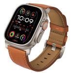 Dây đồng hồ da thật Nappa khóa titan, dành cho Apple Watch 46mm / 49mm / 45mm / 44mm