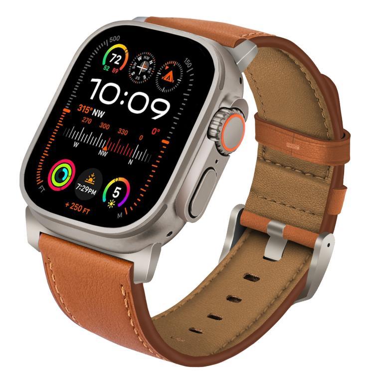 Dây đồng hồ da thật Nappa khóa titan, dành cho Apple Watch 46mm / 49mm / 45mm / 44mm