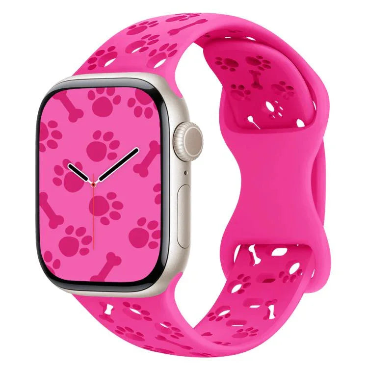 Dây đồng hồ silicone khóa bướm hình xương chân chó, dành cho Apple Watch 46mm / 49mm / 45mm / 44mm, dành cho Apple Watch 42mm / 41mm / 40mm / 38mm