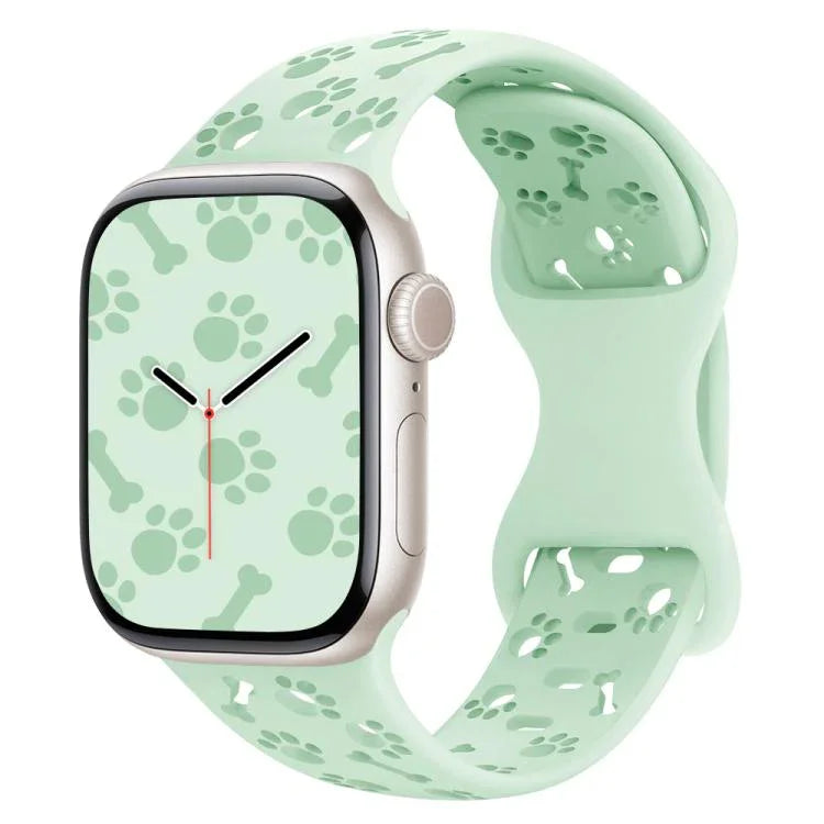 Dây đồng hồ silicone khóa bướm hình xương chân chó, dành cho Apple Watch 46mm / 49mm / 45mm / 44mm, dành cho Apple Watch 42mm / 41mm / 40mm / 38mm