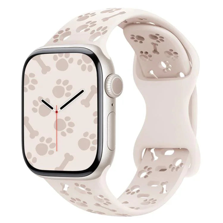 Dây đồng hồ silicone khóa bướm hình xương chân chó, dành cho Apple Watch 46mm / 49mm / 45mm / 44mm, dành cho Apple Watch 42mm / 41mm / 40mm / 38mm