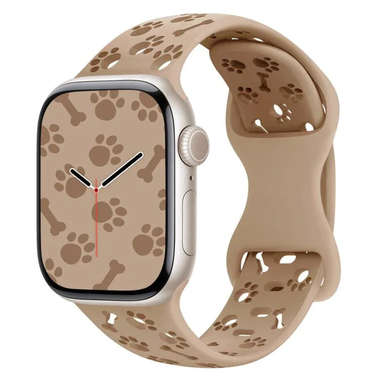 Dây đồng hồ silicone khóa bướm hình xương chân chó, dành cho Apple Watch 46mm / 49mm / 45mm / 44mm, dành cho Apple Watch 42mm / 41mm / 40mm / 38mm