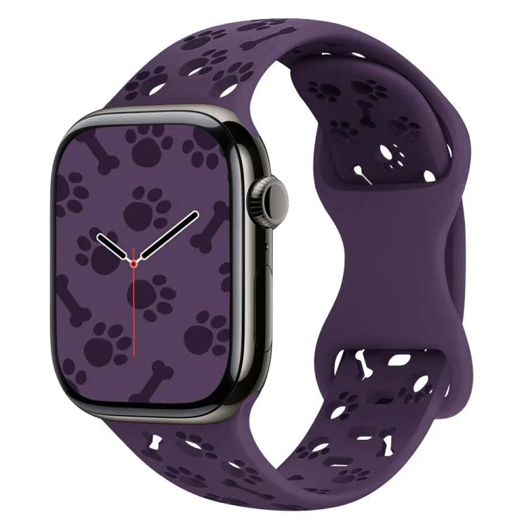 Dây đồng hồ silicone khóa bướm hình xương chân chó, dành cho Apple Watch 46mm / 49mm / 45mm / 44mm, dành cho Apple Watch 42mm / 41mm / 40mm / 38mm
