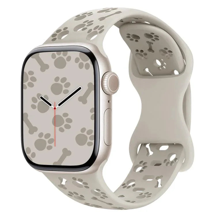 Dây đồng hồ silicone khóa bướm hình xương chân chó, dành cho Apple Watch 46mm / 49mm / 45mm / 44mm, dành cho Apple Watch 42mm / 41mm / 40mm / 38mm