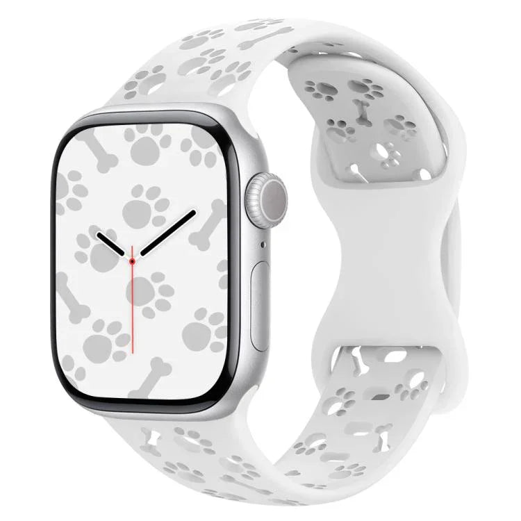 Dây đồng hồ silicone khóa bướm hình xương chân chó, dành cho Apple Watch 46mm / 49mm / 45mm / 44mm, dành cho Apple Watch 42mm / 41mm / 40mm / 38mm